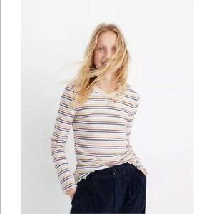 Madewell long sleeve striped Baby tee in shimmer stripe